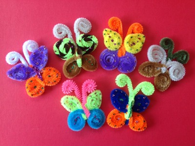 MARIPOSAS HECHAS CON LIMPIA PIPAS. - Butterflies made with pipe cleaners .