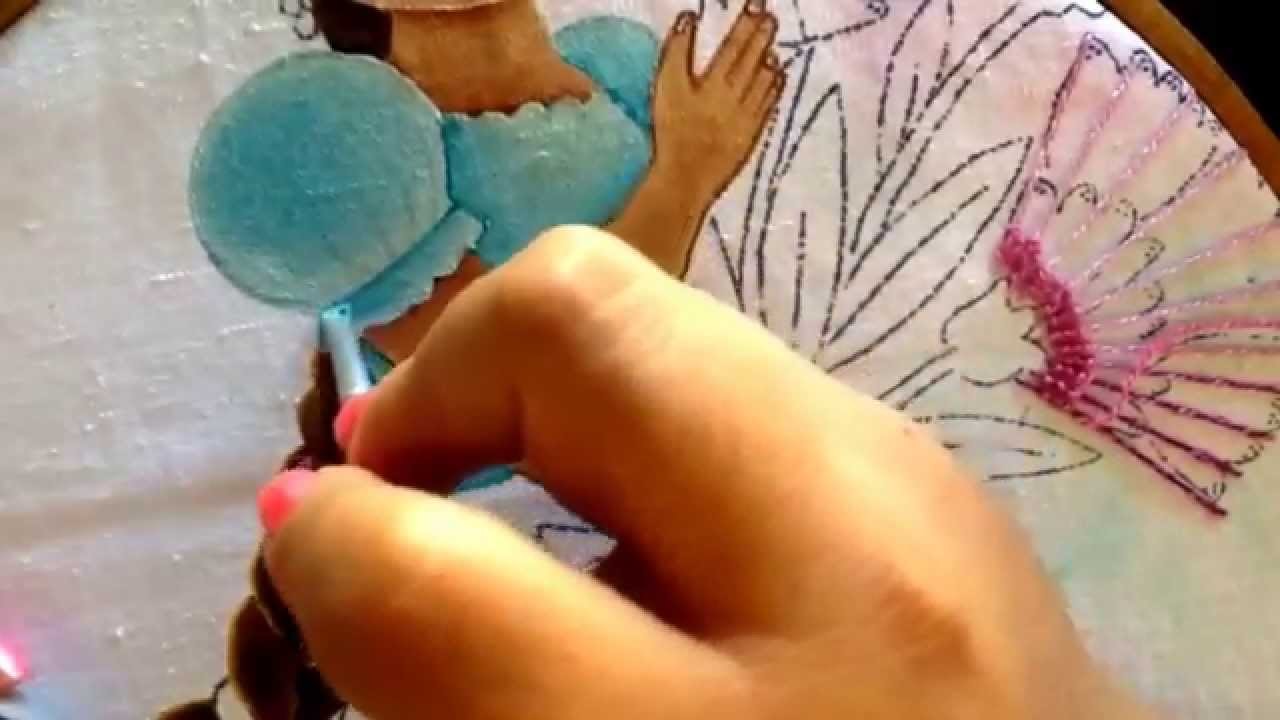 Pintura en tela niña de claveles # 3 con cony