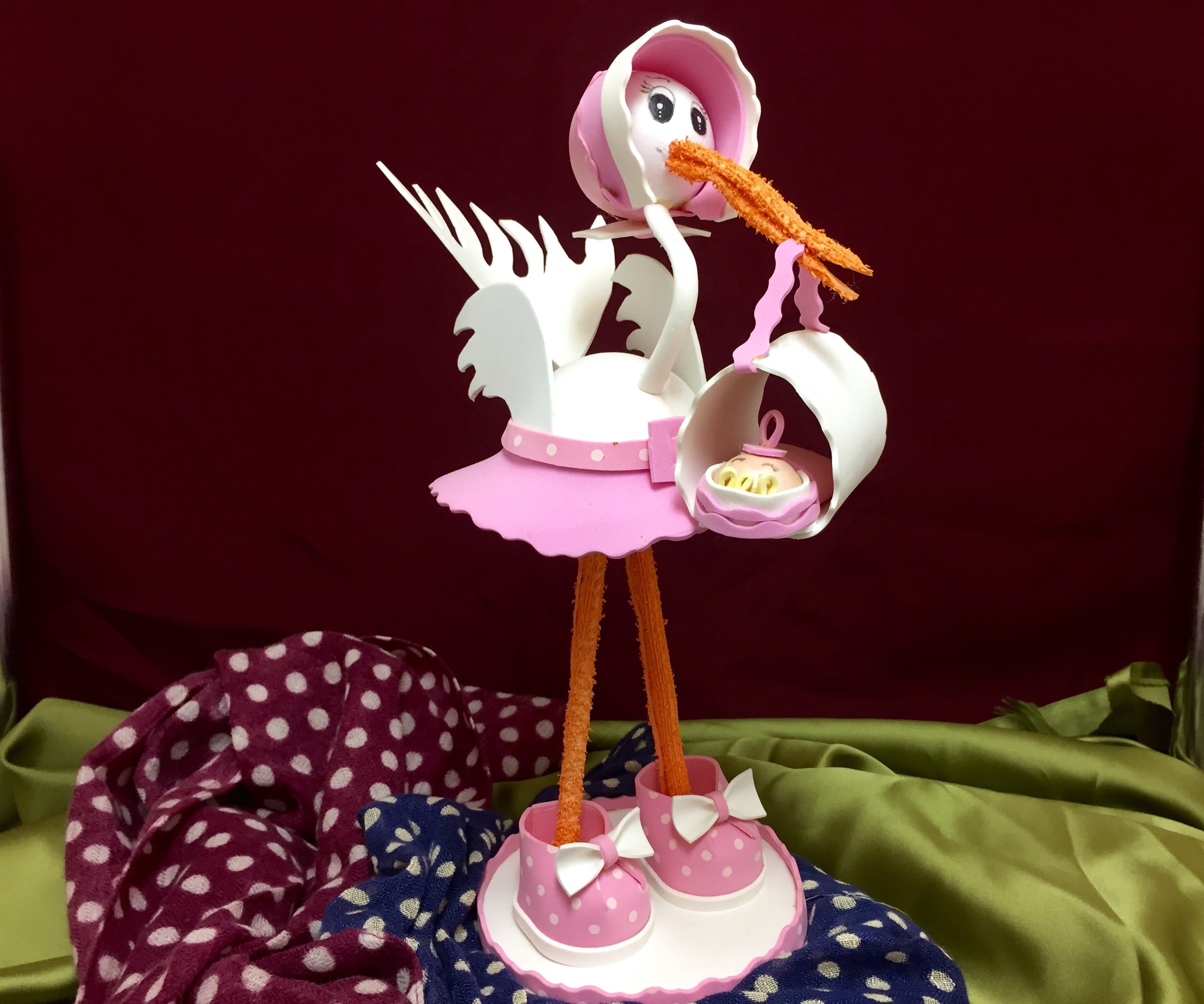 Como Hacer CIGUEÑA DE GOMA EVA - How to make a GOMA EVA stork with a baby
