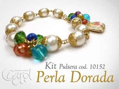 Como hacer pulseras con perlas y tapabolas KIT 10152