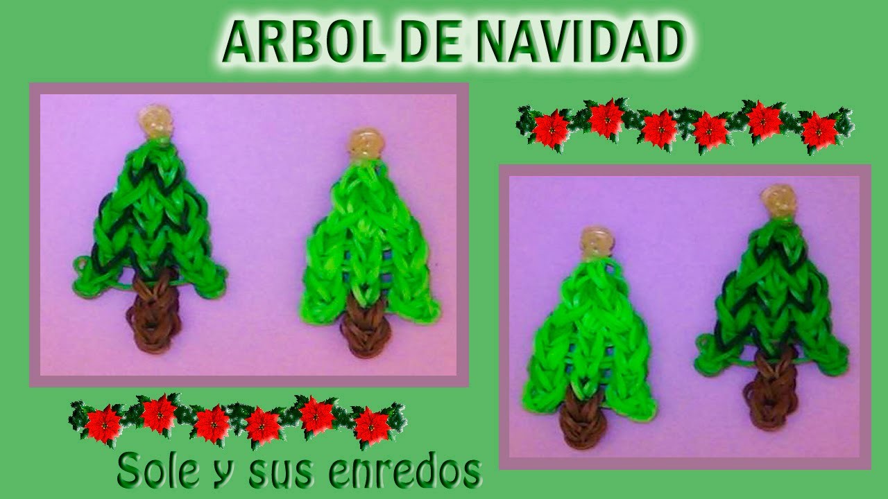 Cómo hacer un Arbol (decoración Navidad) con gomitas elásticas