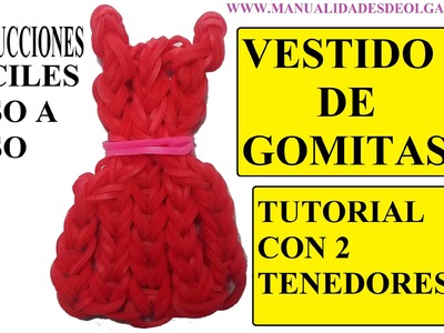 COMO HACER UN VESTIDO DE GOMITAS CON DOS TENEDORES. TUTORIAL FIGURA (DRESS CHARM)