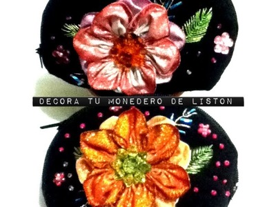 DIY Decora un monedero de listón cinta chaquira canutillo purse decorated with ribbons