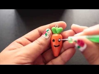 Tutorial♥ Carrot Kawaii Polymer Clay Charm. Zanahoria carita kawaii de arcilla polimerica