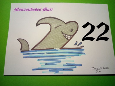 Manualidades. Aprende a dibujar con números: Tiburón con el 22