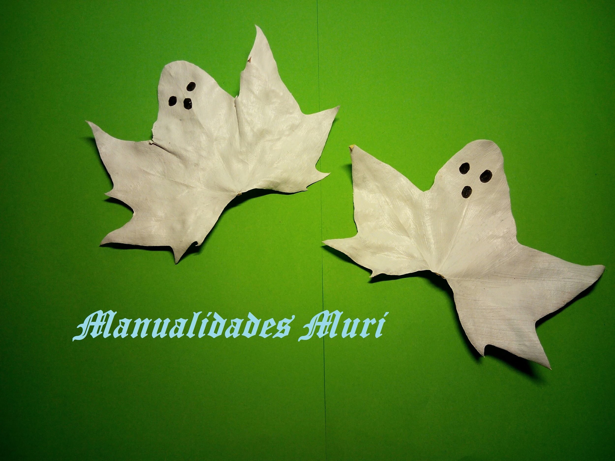 Manualidades. Fantasmas con hojas de árbol, muy fáciles para Halloween