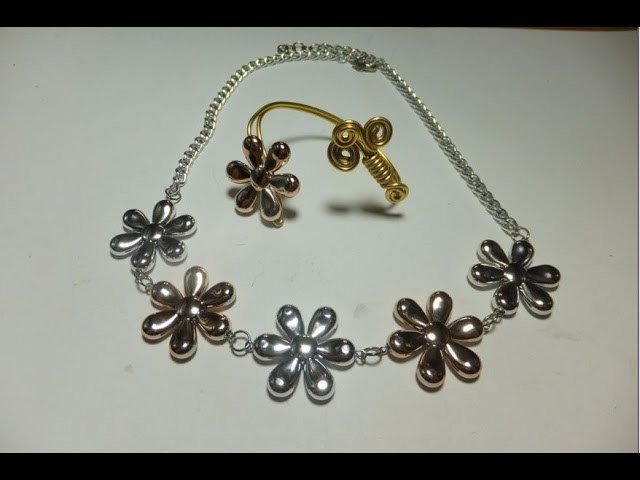 DIY Collar de flores metalicas a juego con brazalete.