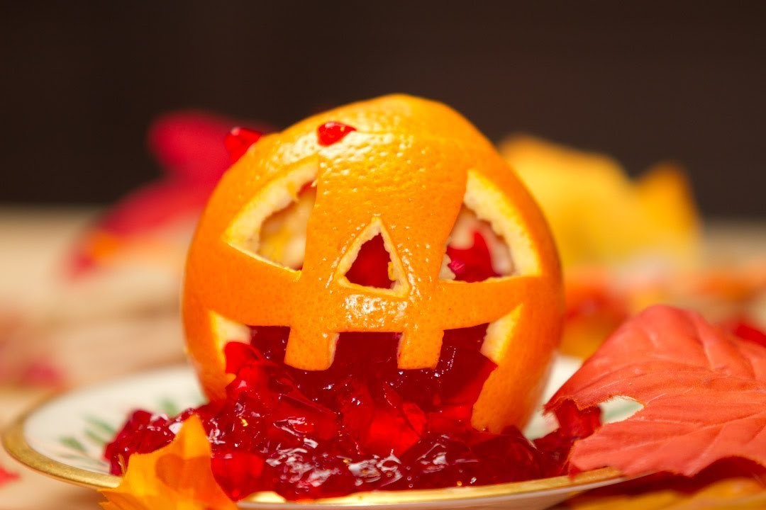 Naranjas Jackolantern de Halloween Rellenos de Jello y Helado Postre PASO a PASO