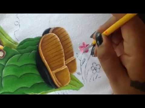 Pintura en tela niño elote # 5 con cony