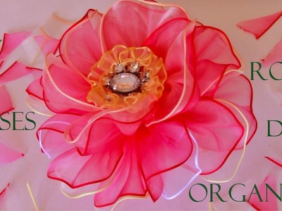 DIY rosas matizadas en cintas de organza - organza roses Ribbons