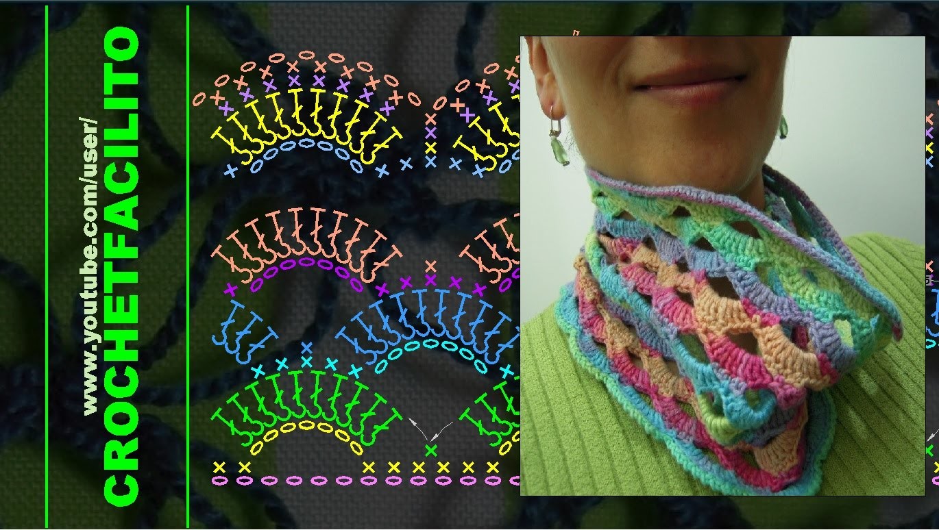 CROCHET - 14. UN CUELLITO CALENTADOR MULTICOLOR!! - A NECK WARMER IN ALL COLORS!! (ARCADE STITCH)