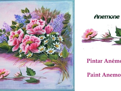 Lienzo composición con anemonas . Painting Anemones