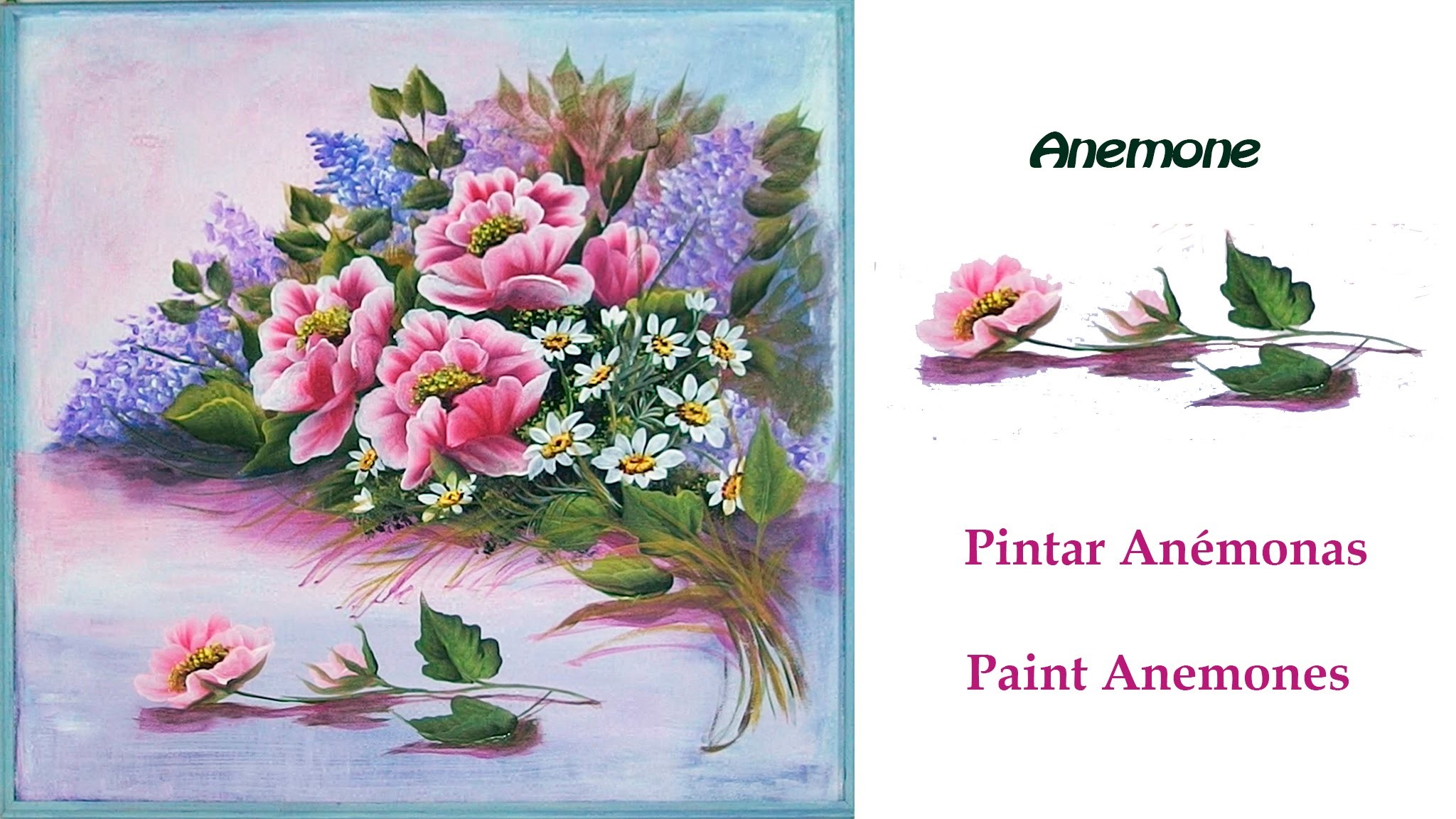 Lienzo composición con anemonas . Painting Anemones