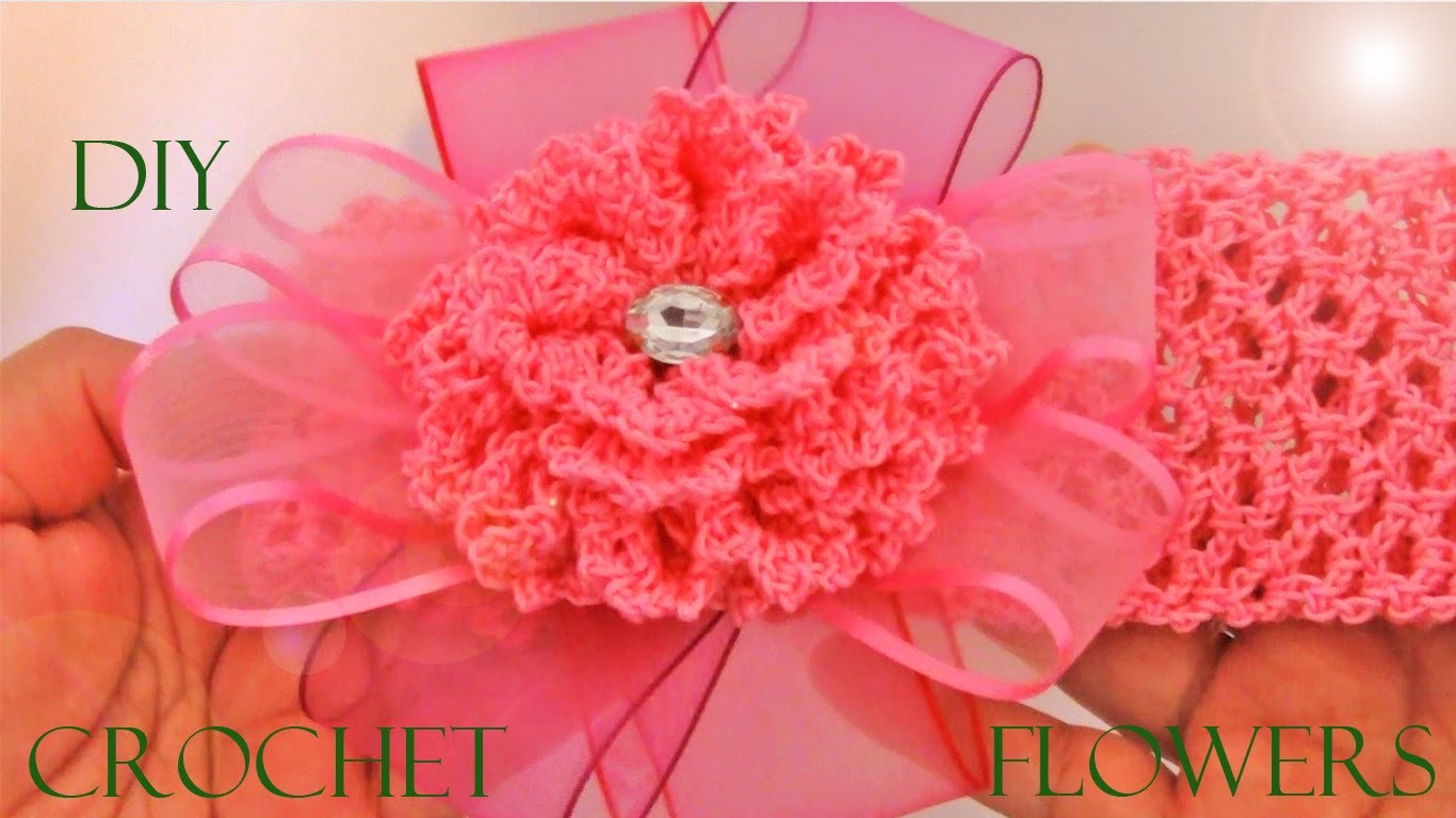 DIY flores a crochet diademas y moños - crochet flowers and headbands in ribbons