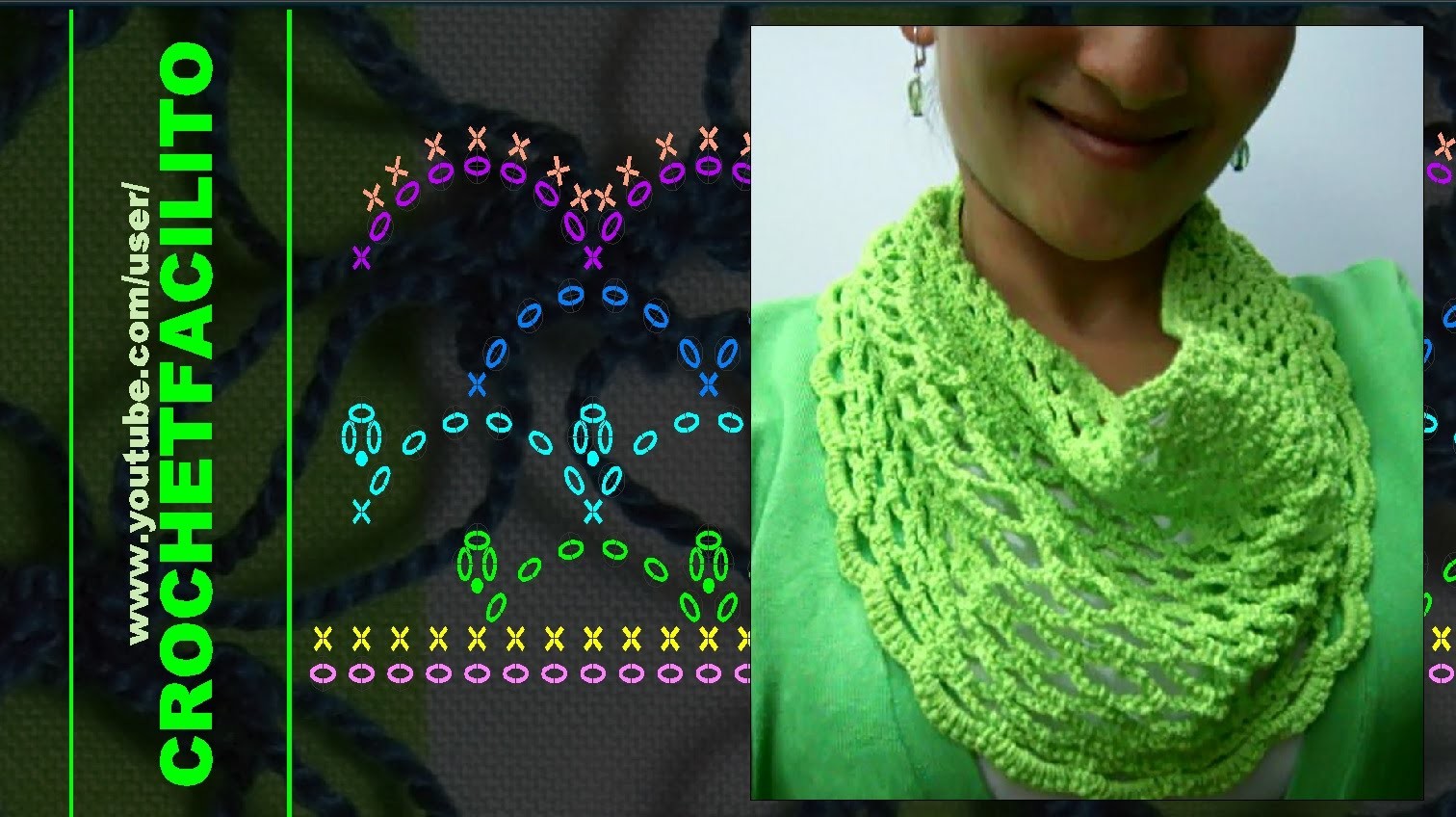 CROCHET - 12.  UN CUELLITO CALENTADOR EN VERDE LIMÓN. A NECK WARMER IN LIME GREEN !!