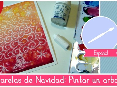 Acuarelas de NAVIDAD: Como Pintar un arbol de Navidad con ingrediente secreto! (FACIL)