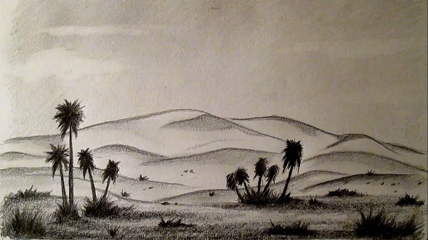 Cómo dibujar un desierto fácil paso a paso, cómo dibujar paisajes a lápiz HD