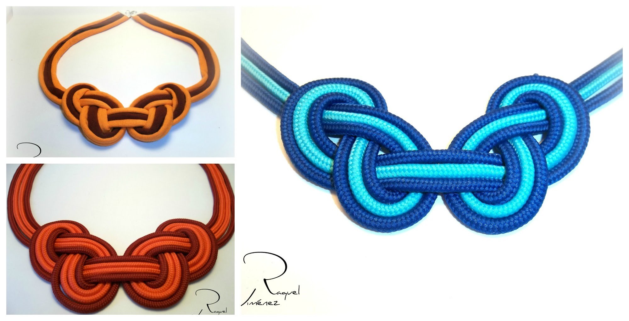 Como hacer un collar de trapillo con un nudo celta de dos colores