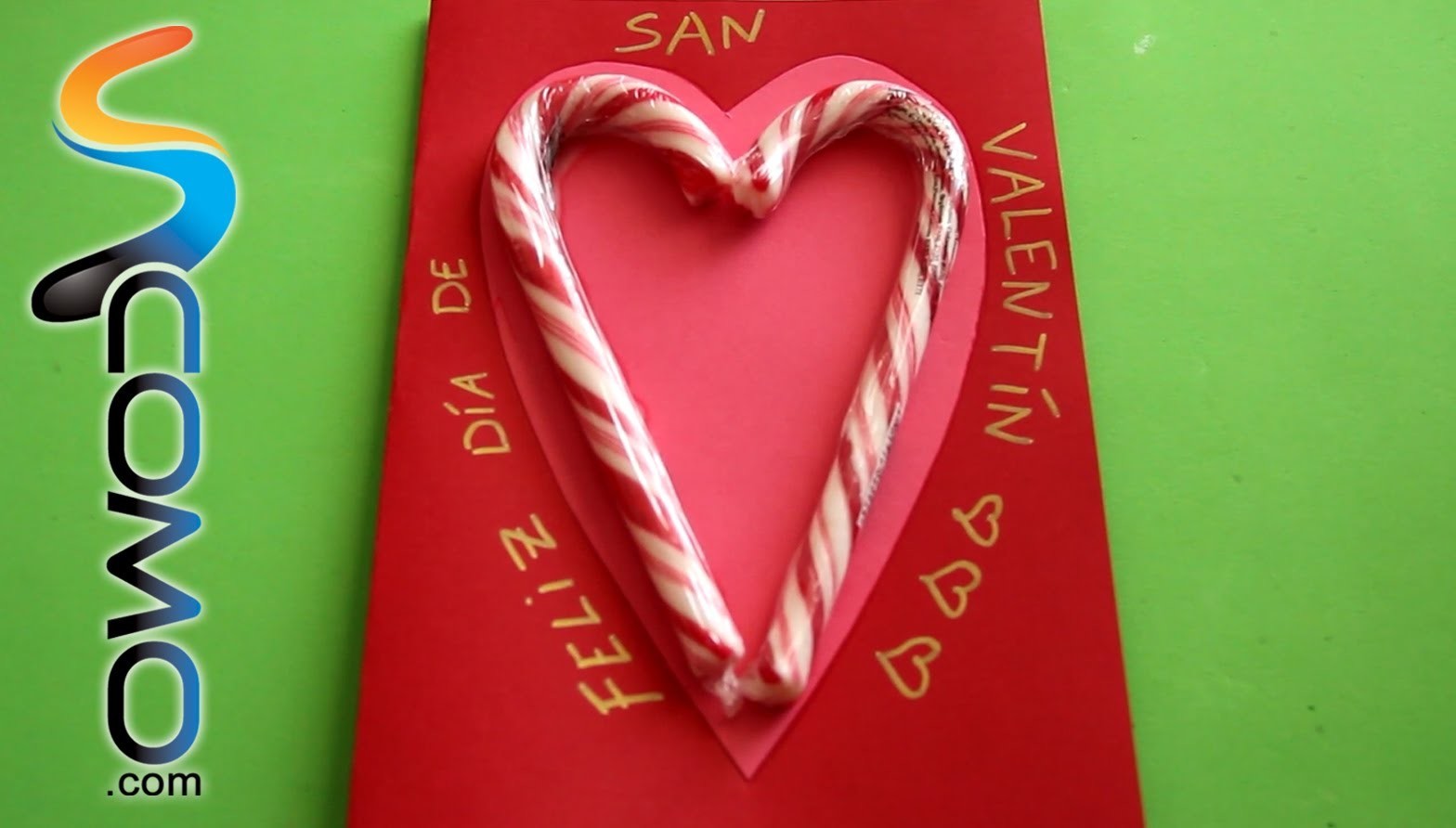 Postal de San Valentín con caramelos