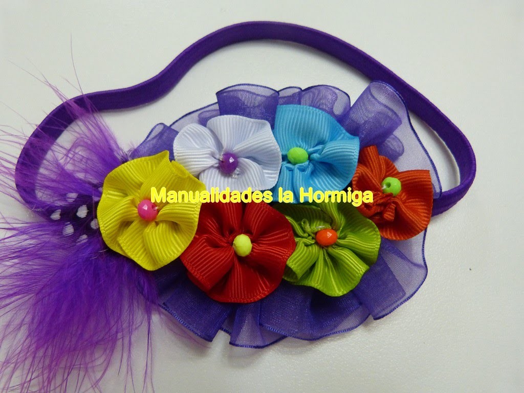 Rosetones multicolor en cinta para decora accesorios del cabello