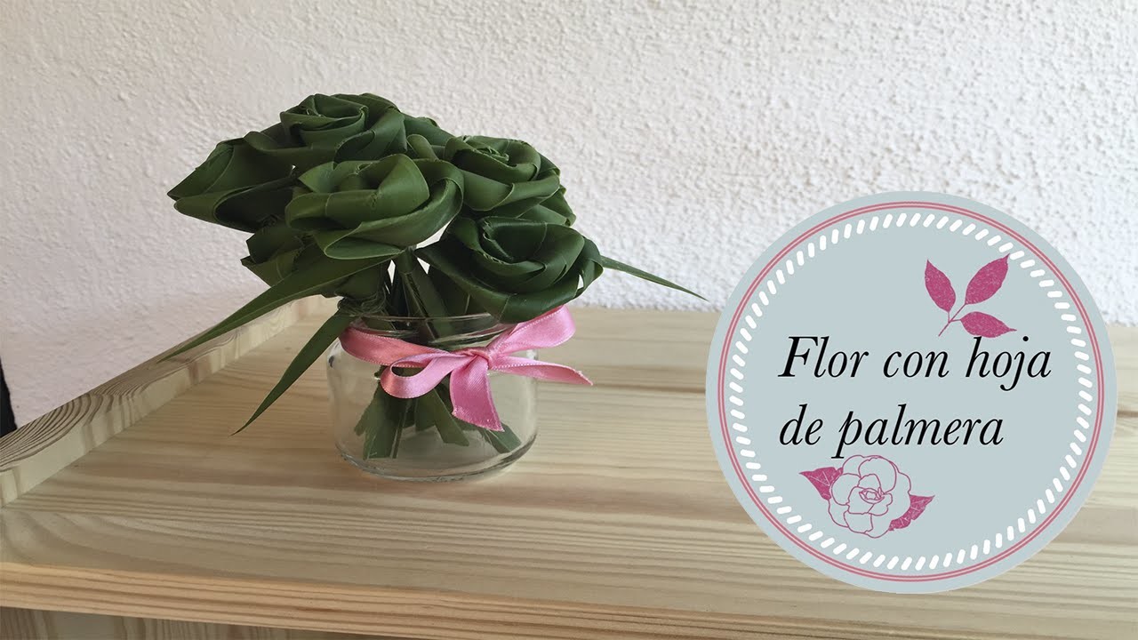 Flor con hoja de palmera (artland). Manualidades de reciclaje. Recycling Crafts.