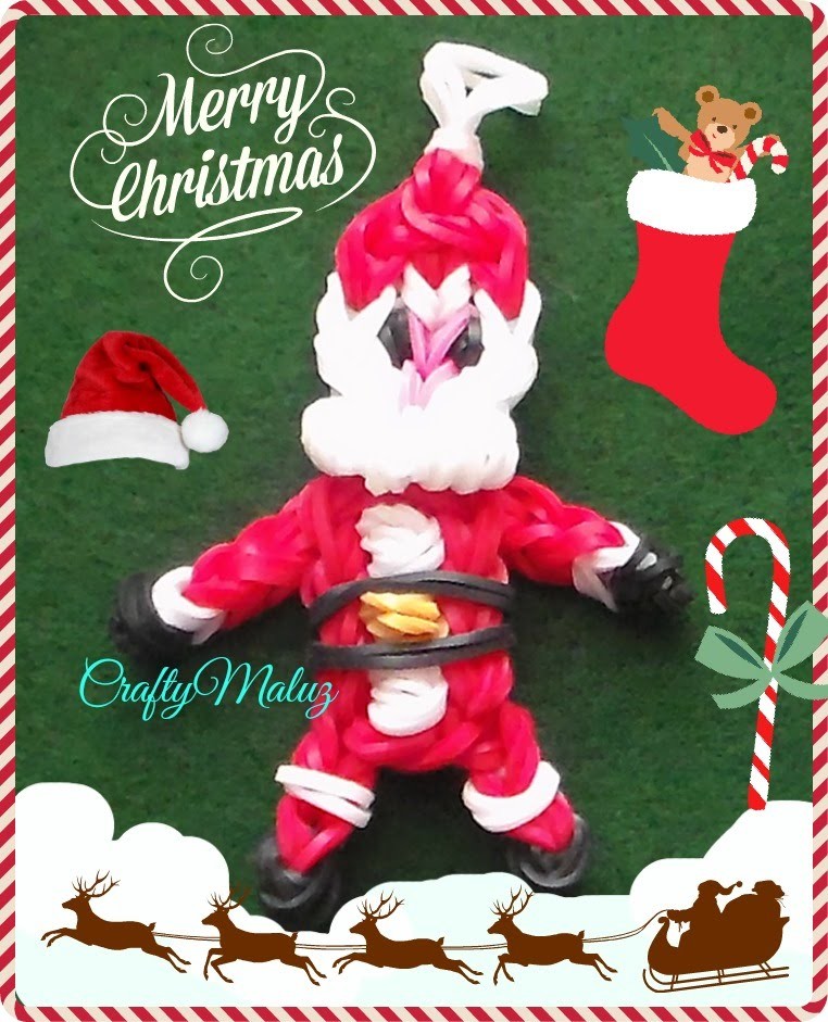 Tutoriales:Papá Noel (Santa Claus) de Gomitas Con telar. Rainbow Loom Santa Claus
