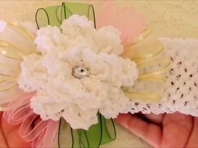 DIY  flores a crochet y diademas - flowers to crochet headbands with ribbons