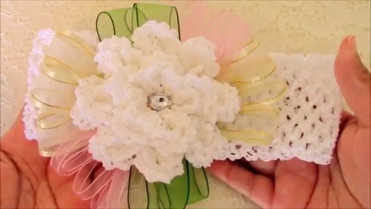 DIY  flores a crochet y diademas - flowers to crochet headbands with ribbons