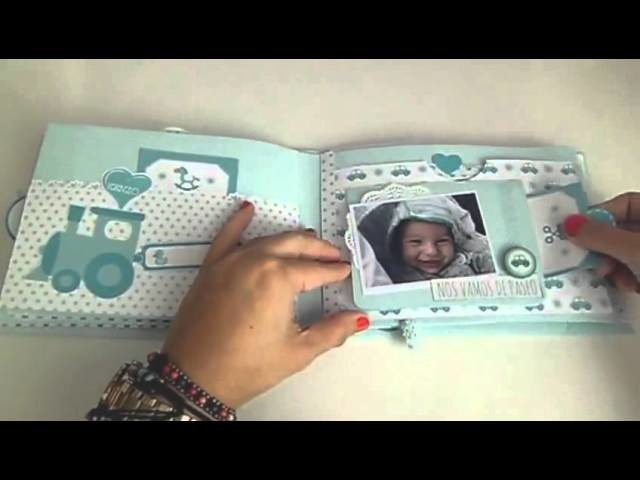 Mini álbum de bebé  hecho con papel scrapbook