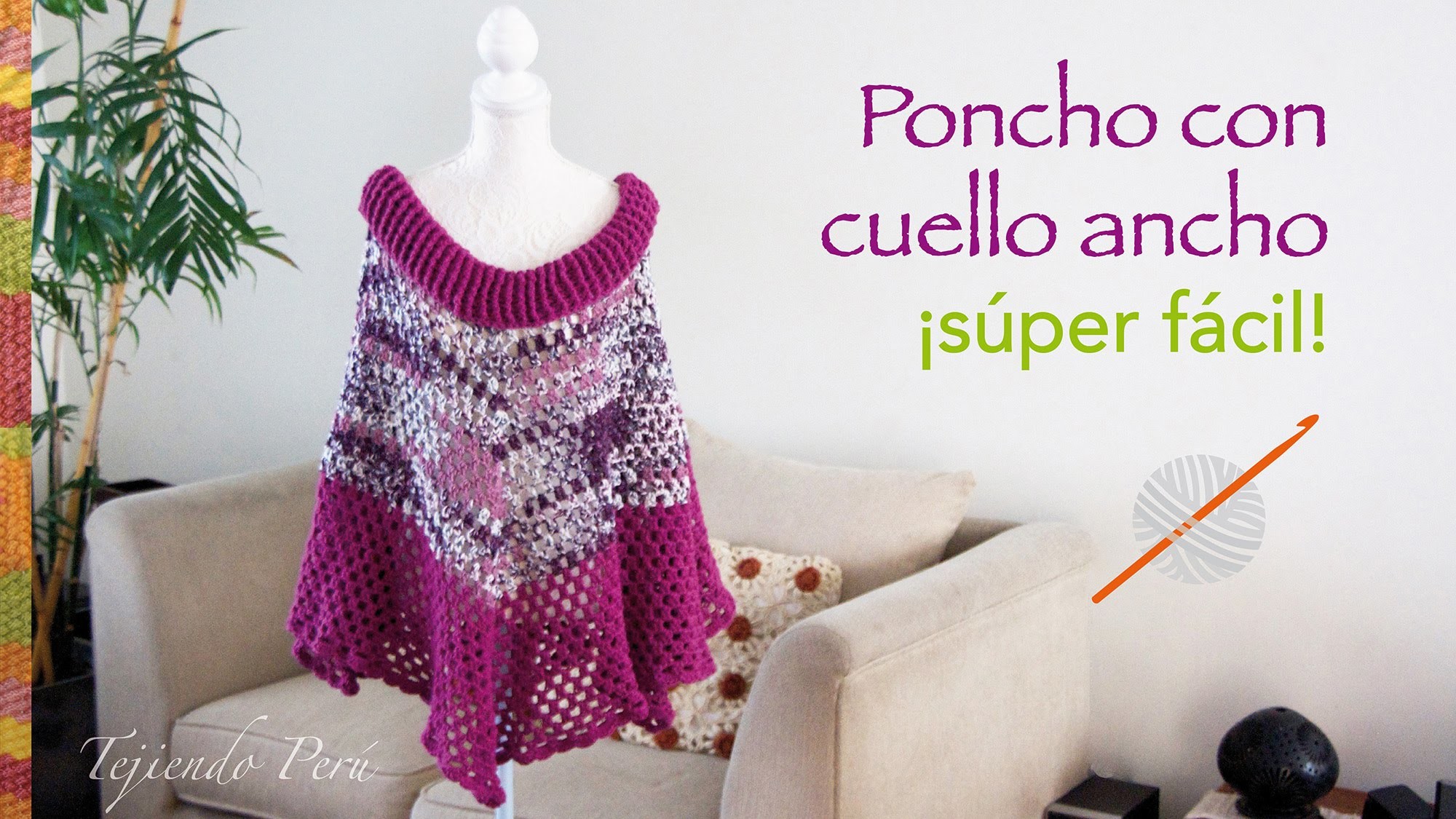 Poncho con cuello ancho tejido a crochet súper fácil!