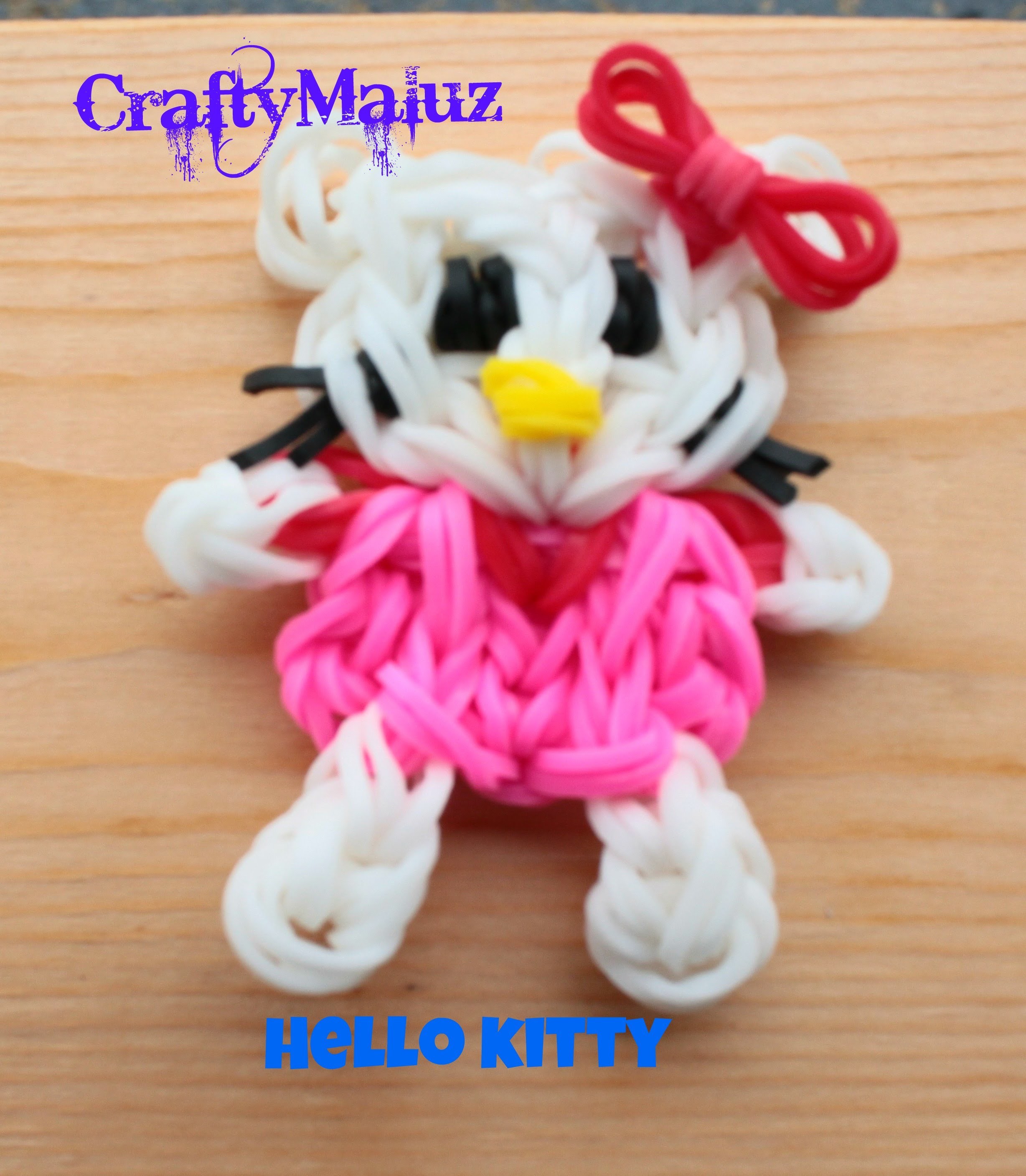 DIY♥ Hello Kitty de gomitas - ligas Rainbow Loom. Hello Kitty Rainbow Loom Charm