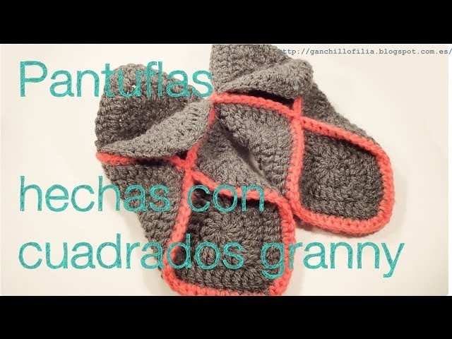 Pantuflas hechas con granny (para zurdos)