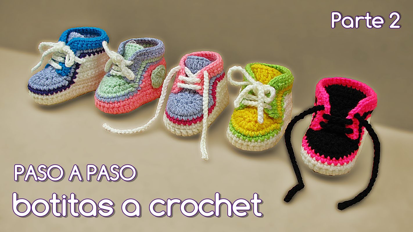 Cómo tejer zapatitos botitas escarpines bebé crochet, ganchillo - VARIOS TALLES (2.2)