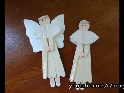 Como hacer angelitos con palillos de paleta, DIY decoración navideña