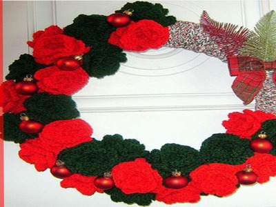 Corona navideña a crochet imagenes