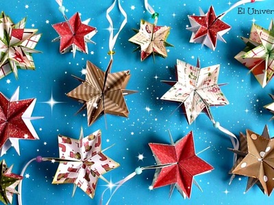 Decora tu Árbol de Navidad con Estrellas de Papel Scrapbook, Manualidades para Navidad