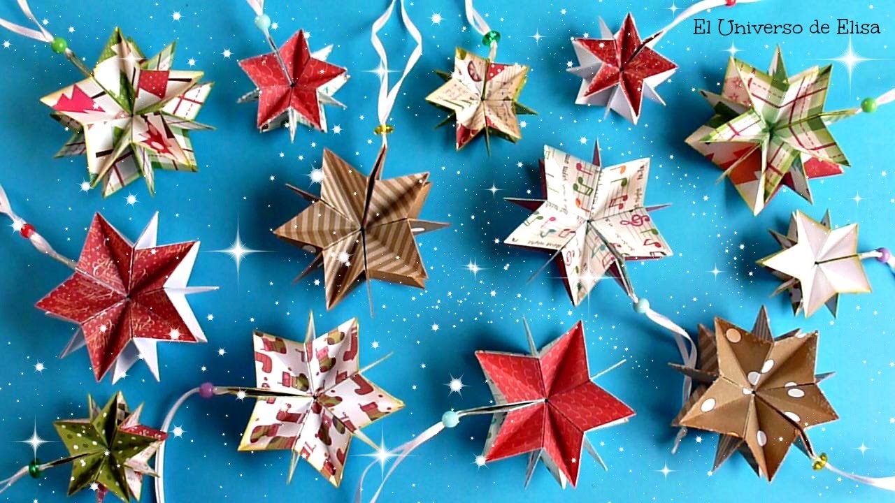 Decora tu Árbol de Navidad con Estrellas de Papel Scrapbook, Manualidades para Navidad