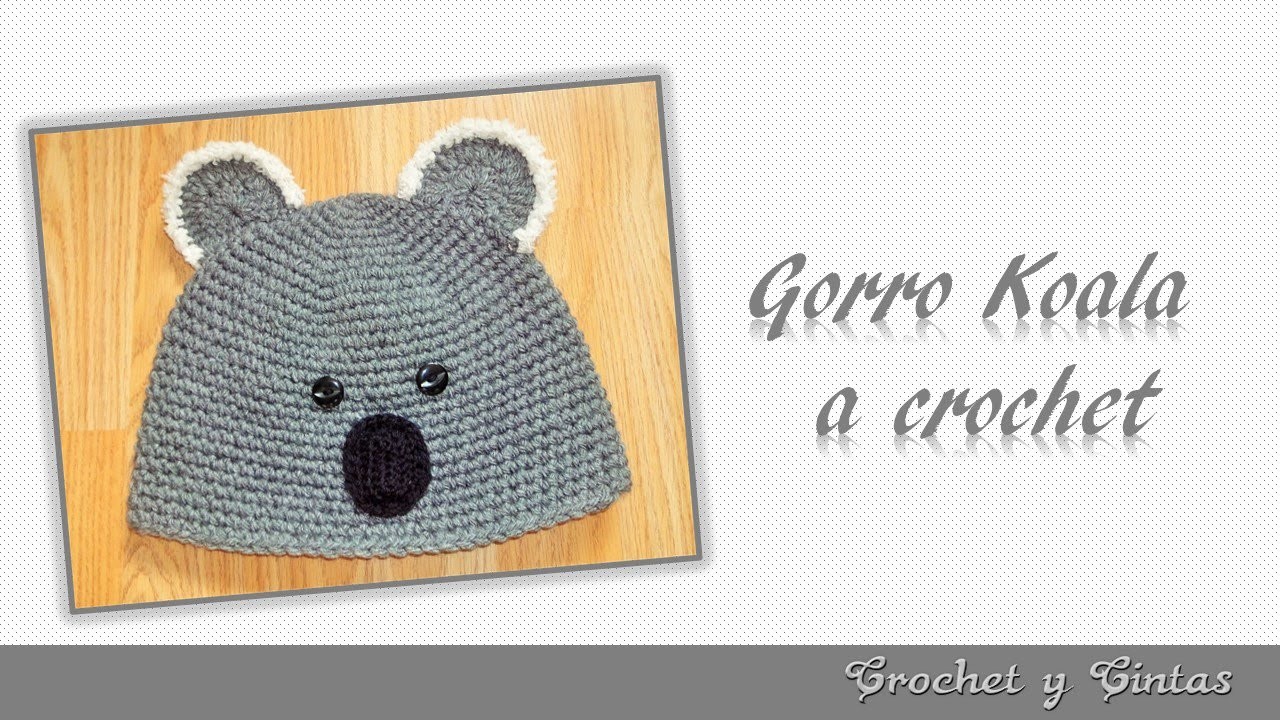 Gorro Koala para niños tejido a crochet