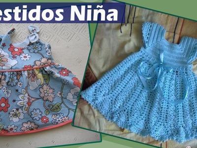 Vestido de niña en Tejidos en Crochet y Tela diseños