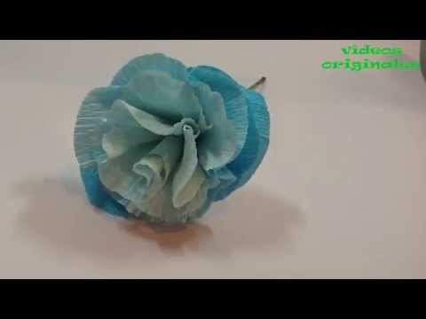 Como hacer una flor de papel crepe.DIY