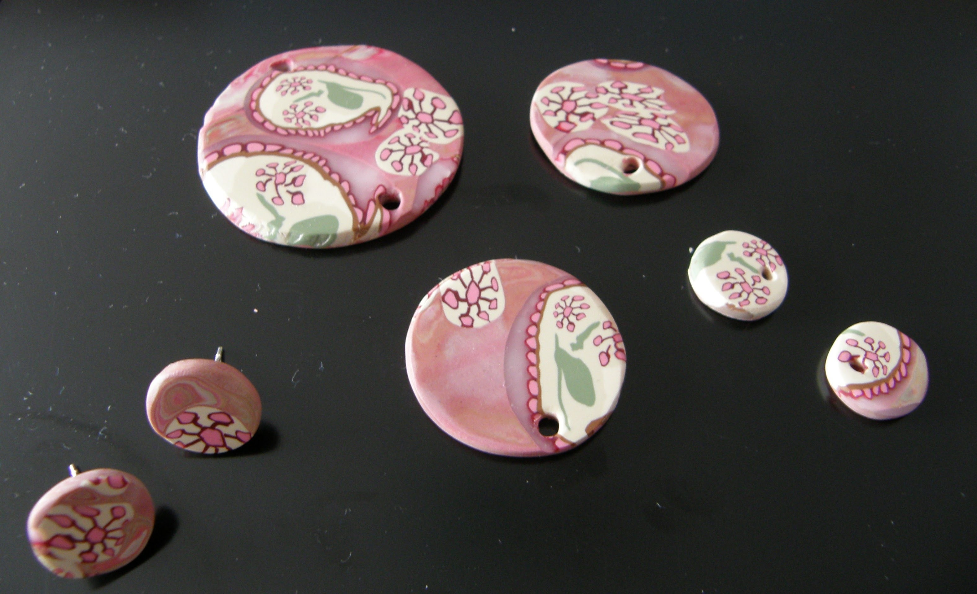 Murrina cachemir rosa en arcilla polimérica - Polymer clay pink cashmere cane