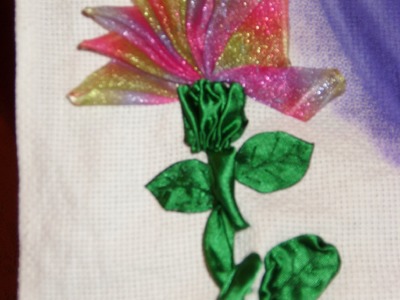 DIY Cómo bordar una hermosa flor en listón.cintas