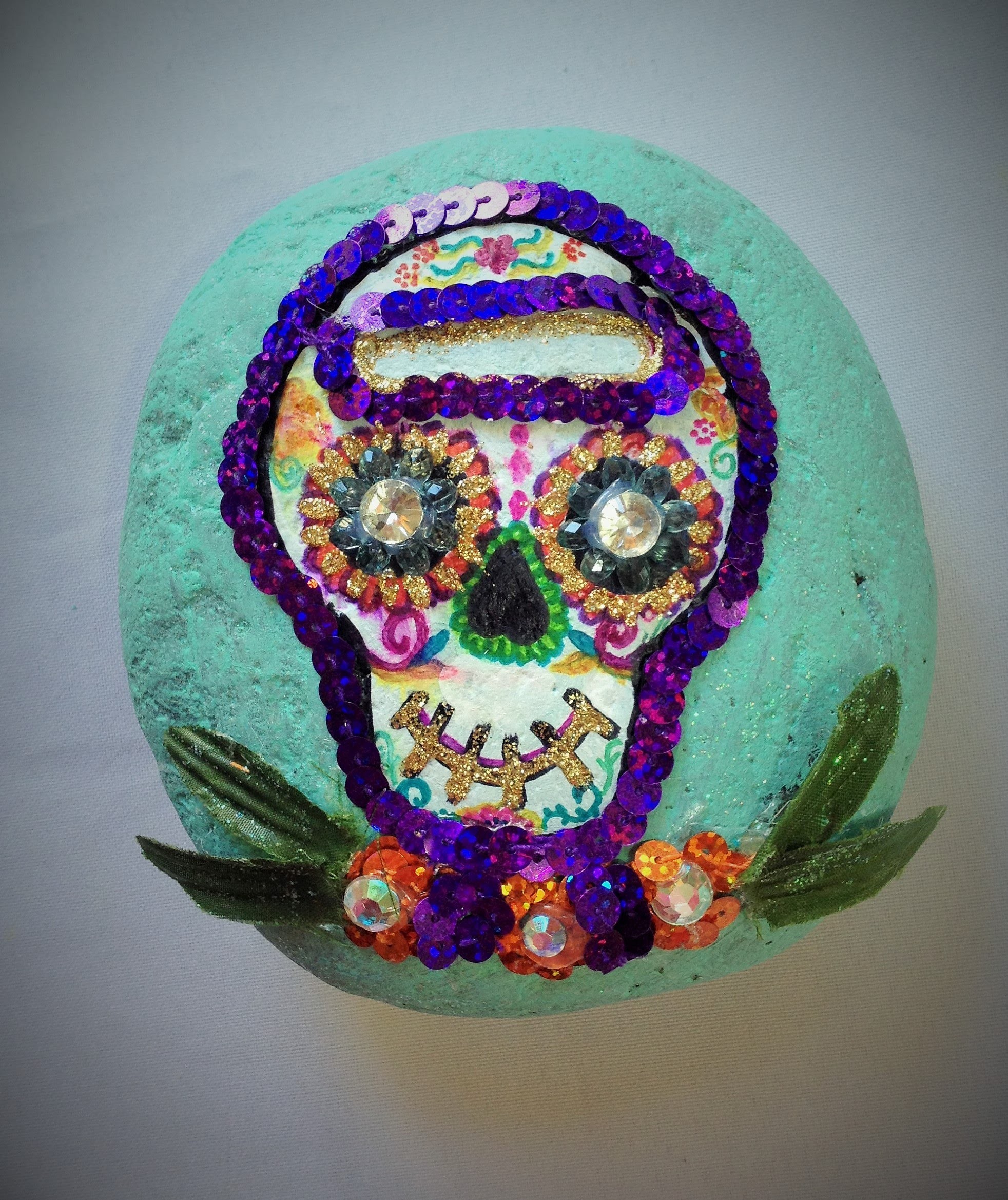 DIY Decora piedra de calaverita Día de Muertos halloween