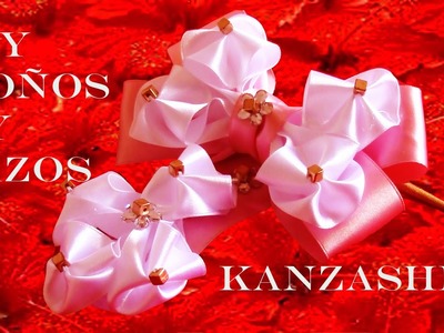 DIY Lazos y moños  Kanzashi en cintas -  bows and flowers in satin ribbons Kanzashi