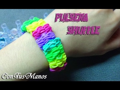 PULSERA SHUFFLE DE GOMITAS.BRACELET LOOM RAINBOW LOOM (EN ESPAÑOL)