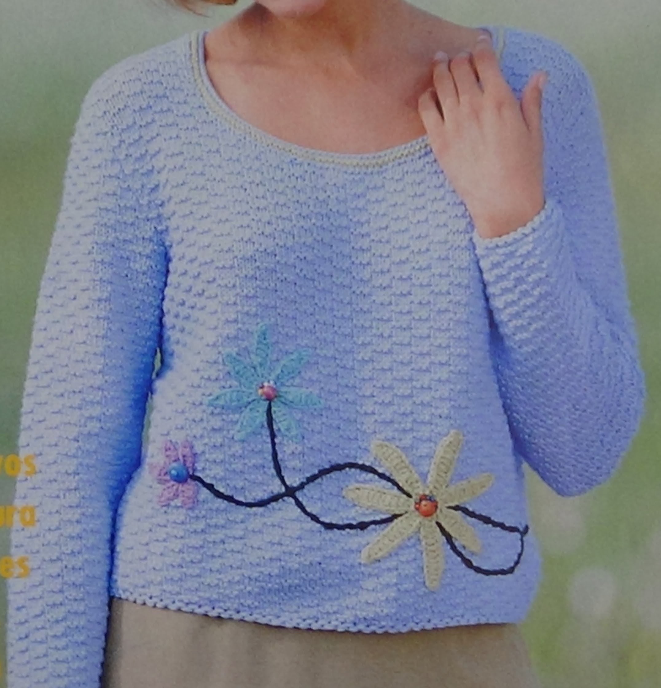 Como hacer Jersey con flores a crochet