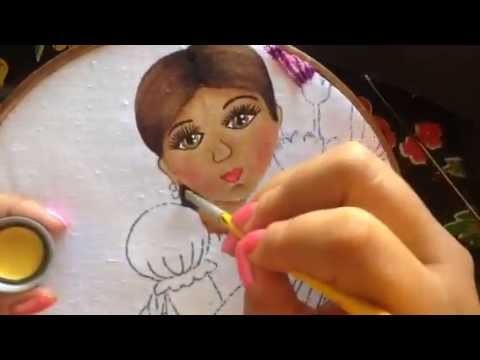 Pintura en tela niña de claveles # 2 con cony