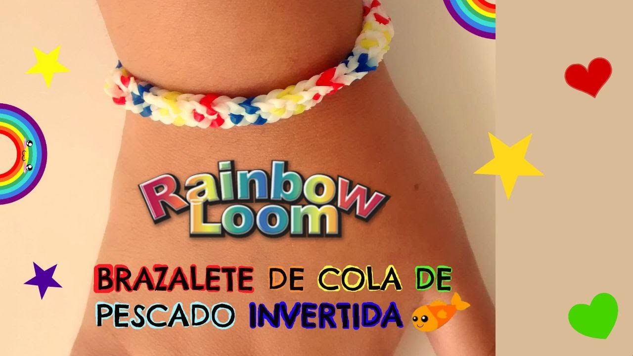 Rainbow Loom: Como hacer un brazalete de cola de pescado invertida❤