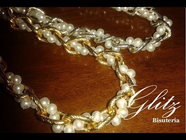 DIY Collar de cadena y perlas,lindo!