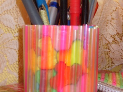 DIY Cómo hacer un porta lápices con popotes